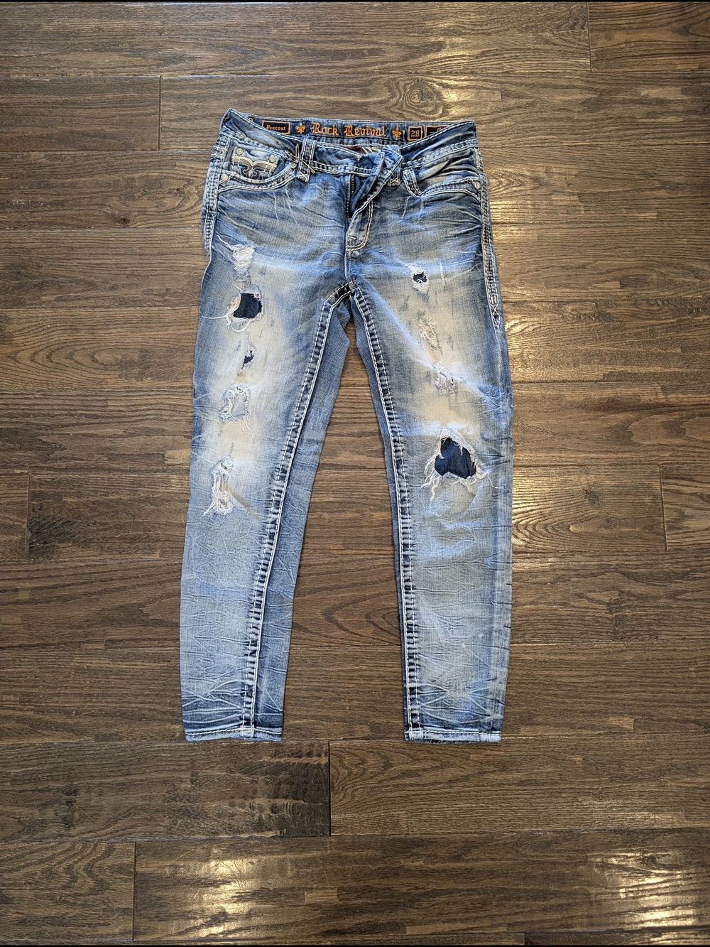 Rock Revival Light Blue Ripped Skinny Jeans